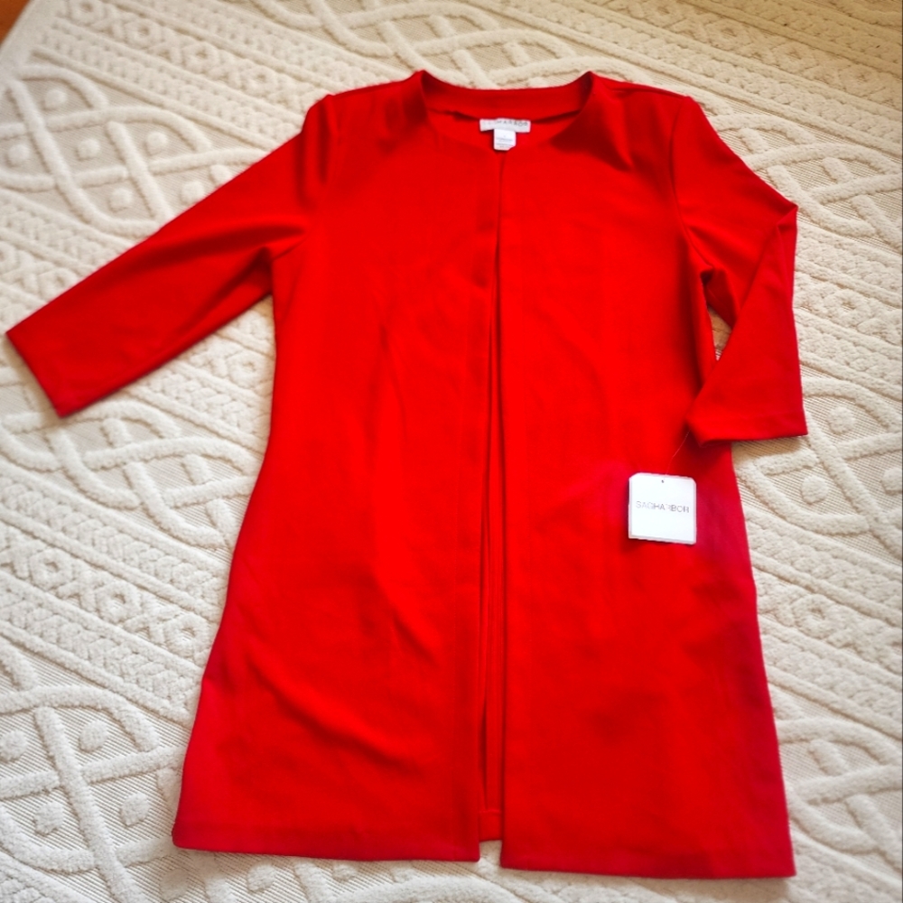 NWT L Sag Harbour Red Long Women's Lightweight Jacket With Quarter Sleeves